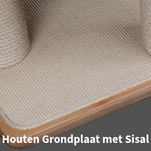 Houten grondplaat krabpaal afgewerkt met sisalmat 